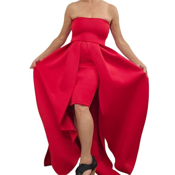 AKIRA Formal Red Statement Bodycon Rose Petal FORMAL Dress SMALL MEDIUM Prom - Picture 1 of 14
